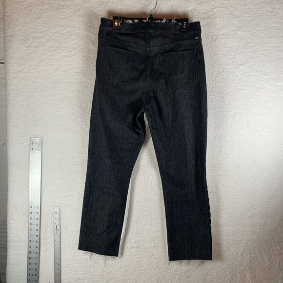 Hudson Holly Straight Jeans‎ Womens 32 White Black Denim Grommet Frayed Hem 9766 - Picture 14 of 15